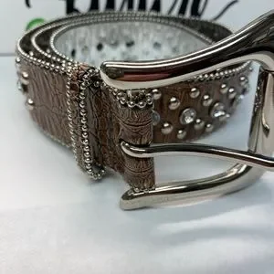 Guess Faux Leather Belt Studs Rhinestones Western Size S Brown Silver Guess Faux Leather Western Style Belt - XL | eBay main image 2